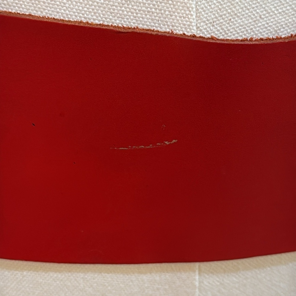 FRENCH VINTAGE Vibrant Red Leather Belt with Silver Oval Buckle - Picture 4 of 11